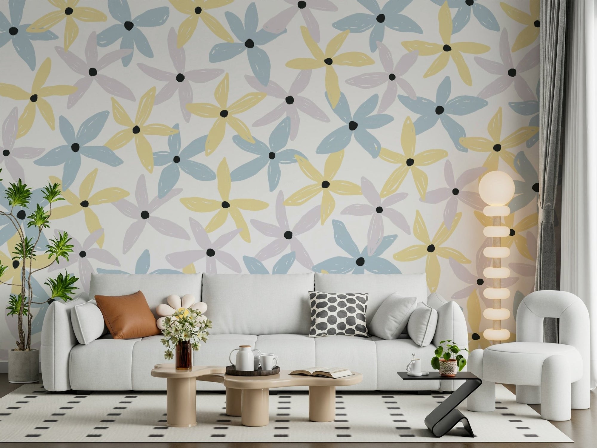 A beautiful soft focus floral wallpaper mural for a modern home., GD5204