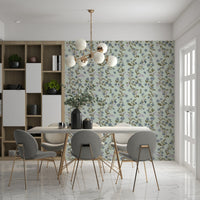 Fresh spring garden Soft Blue Floral Pattern wallpaper nature inspired living area