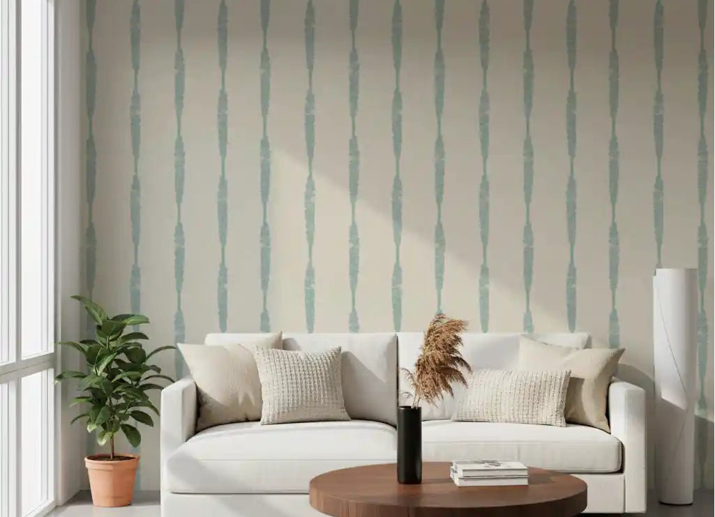 Pastel blue textured wallpaper with distressed stripe design, GD9615