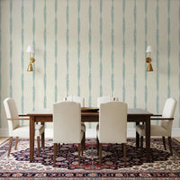 Aged blue stripe pattern wallpaper in soft pastel shades
