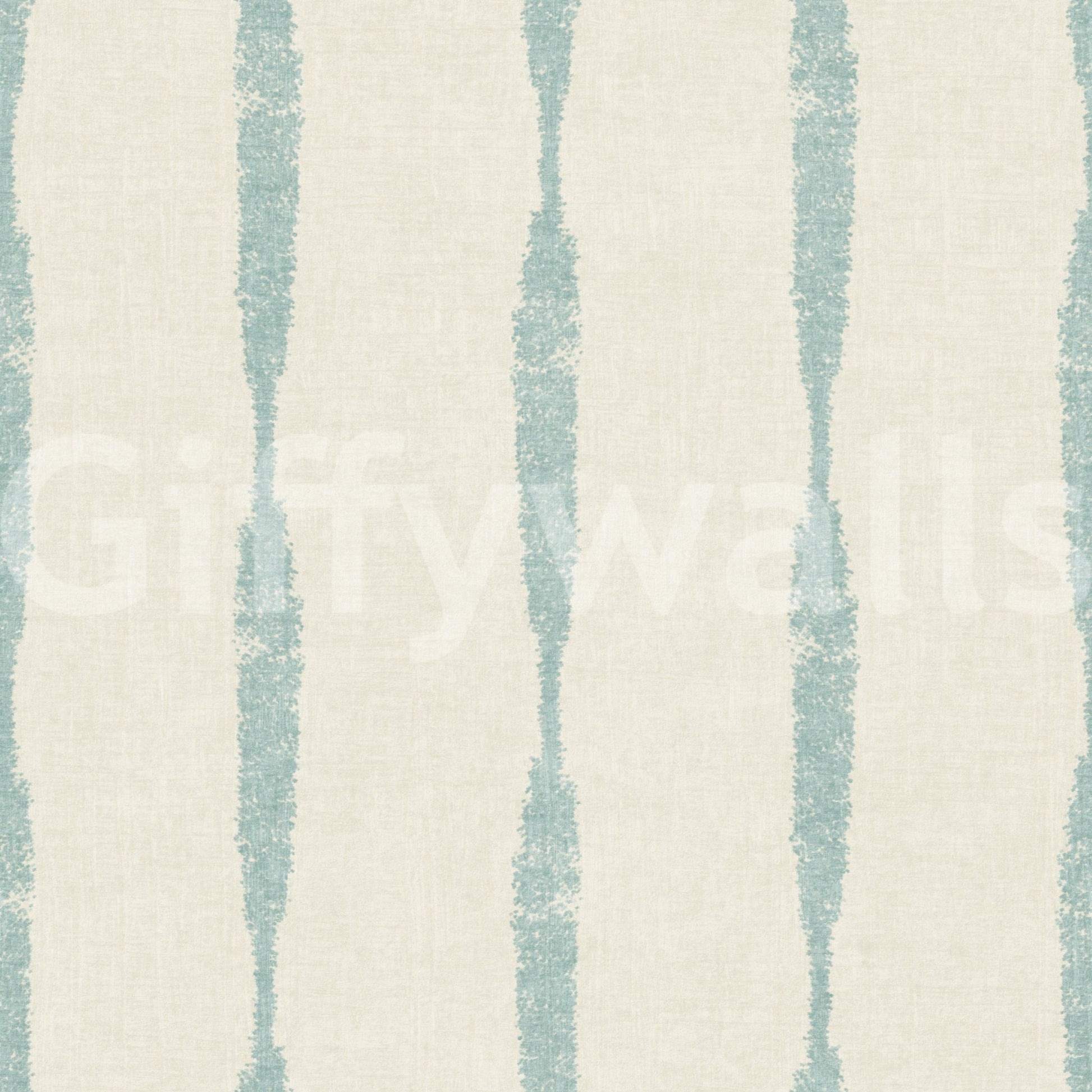 Soft blue distressed stripe wallpaper in pastel cream tones
