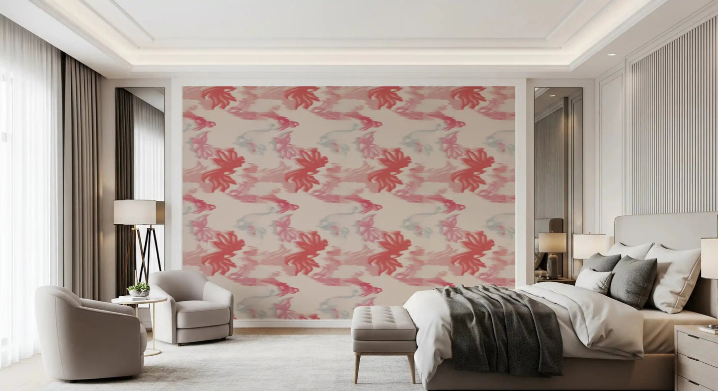 Bedroom featuring Soft Blush Flow wallpaper with abstract blush tones, GD9261
