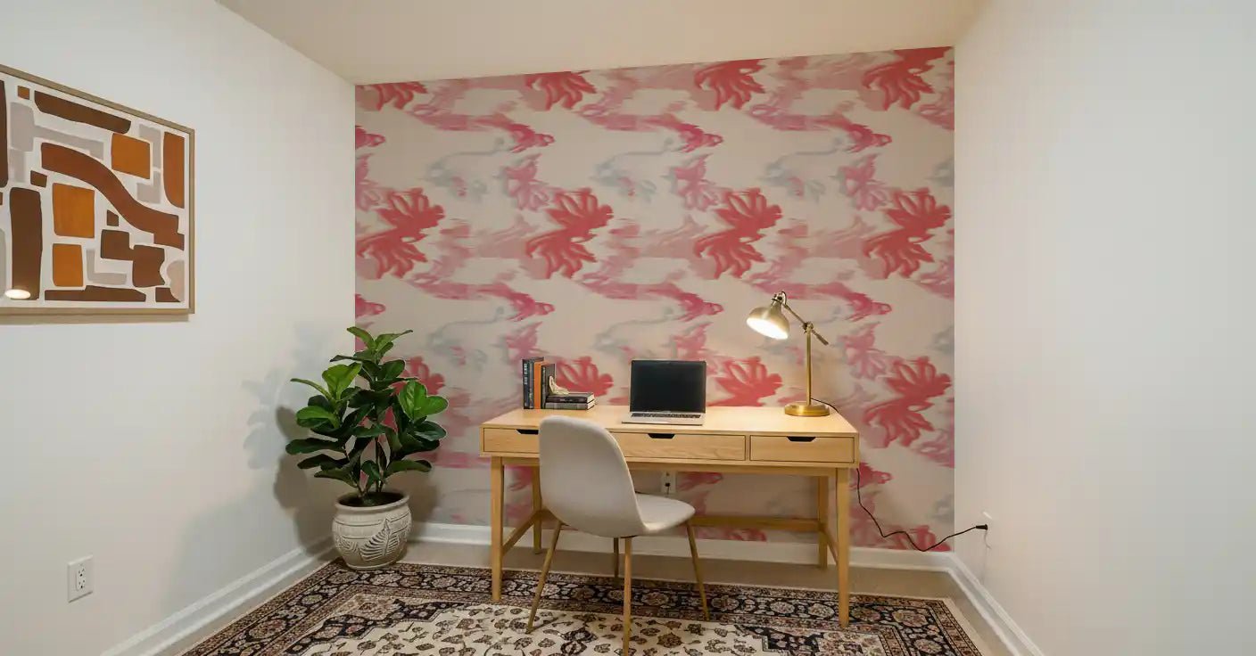 Soft Blush Flow wallpaper with pastel pink tones and fluid shapes, GD9261