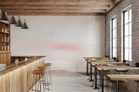 Soft Blush Landscape Wall Mural brings a gentle painterly style to this cafe backdrop.