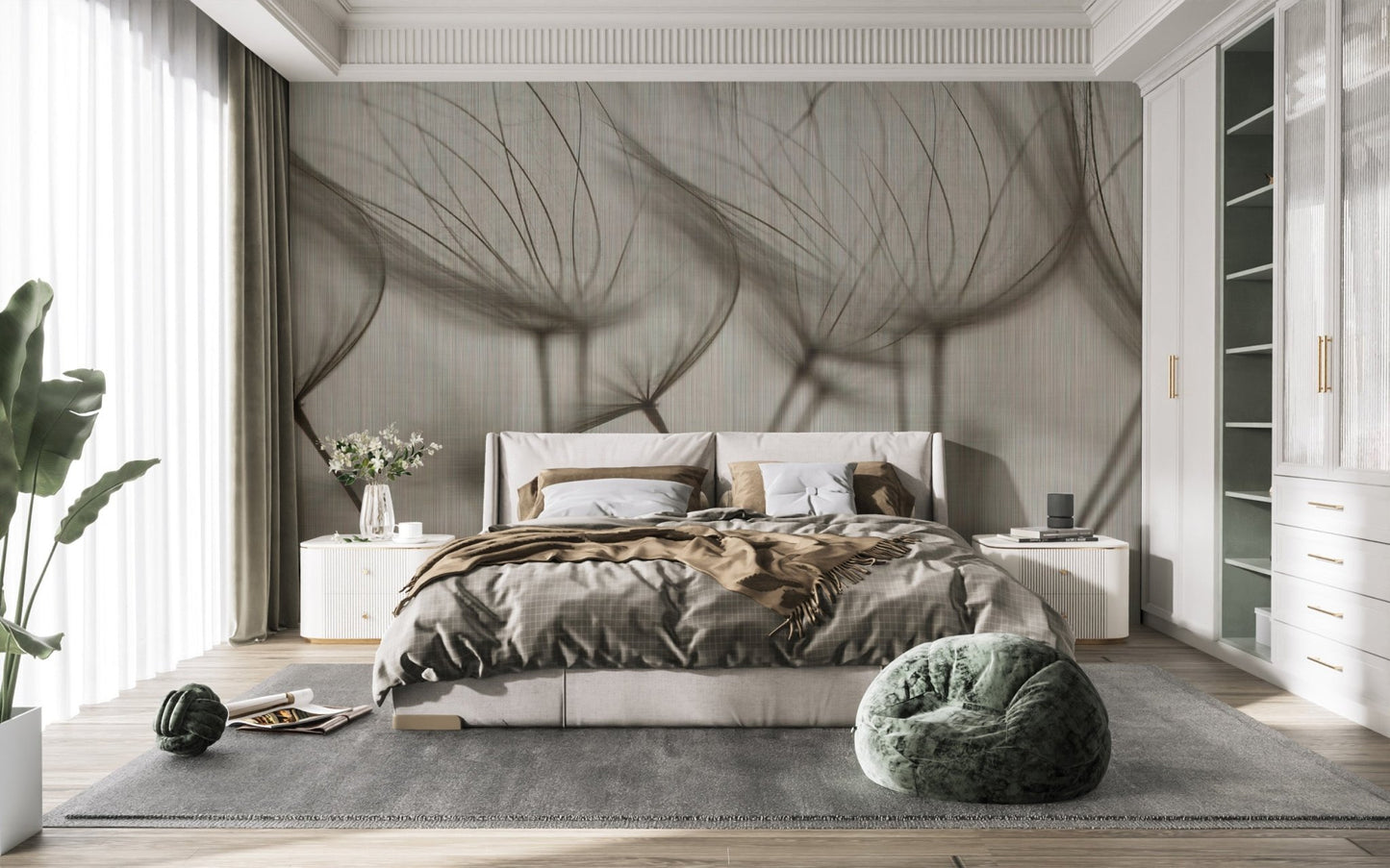 Elegant dandelion floral wallpaper design
