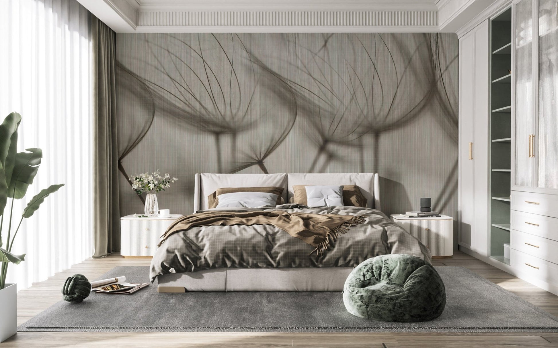 Elegant dandelion floral wallpaper design
