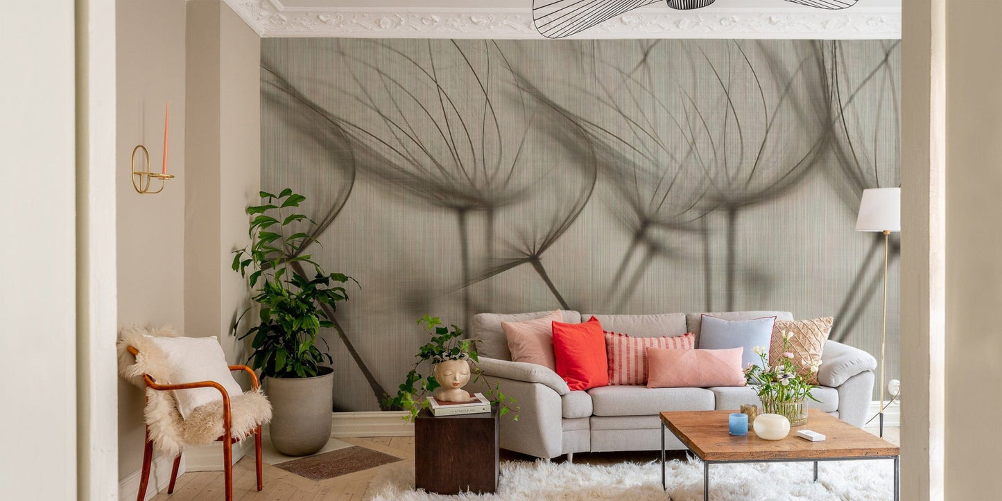 Delicate dandelion floral wall covering
