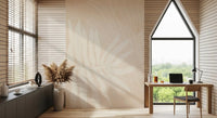 Office wall with Soft Botanical Prints wall mural and minimal botanical pattern