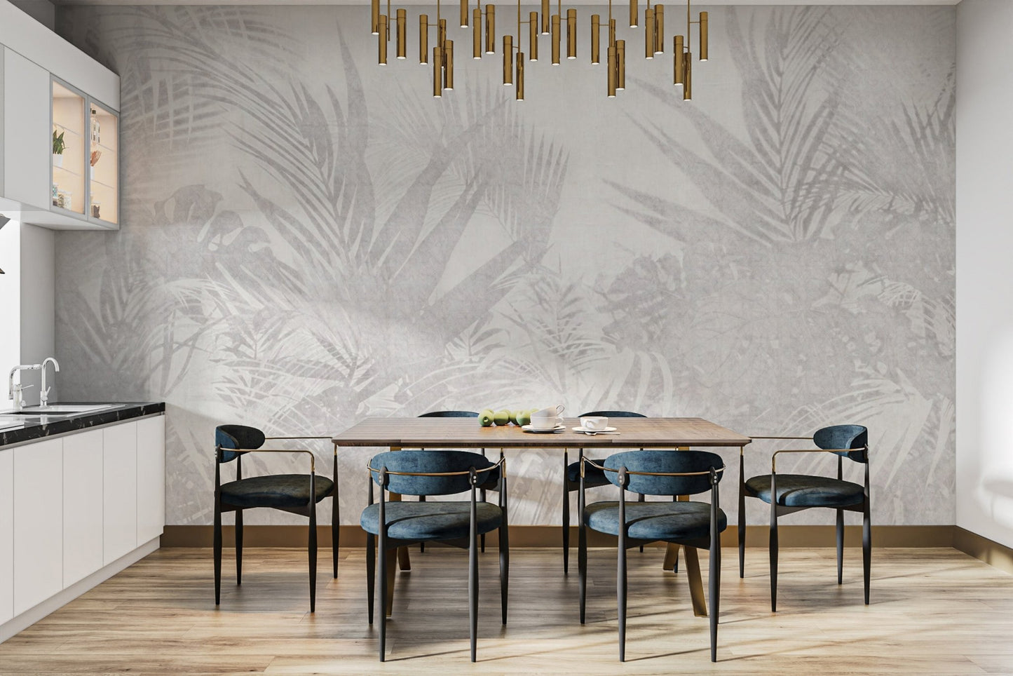 Monochrome botanical wallpaper print B741
