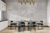 Monochrome botanical wallpaper print B741
