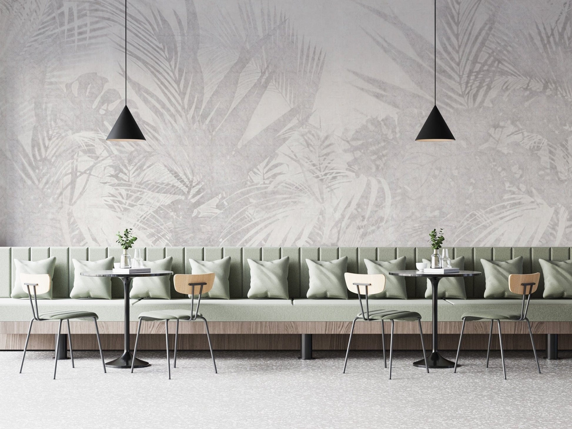 Vintage palm foliage wallpaper design B741
