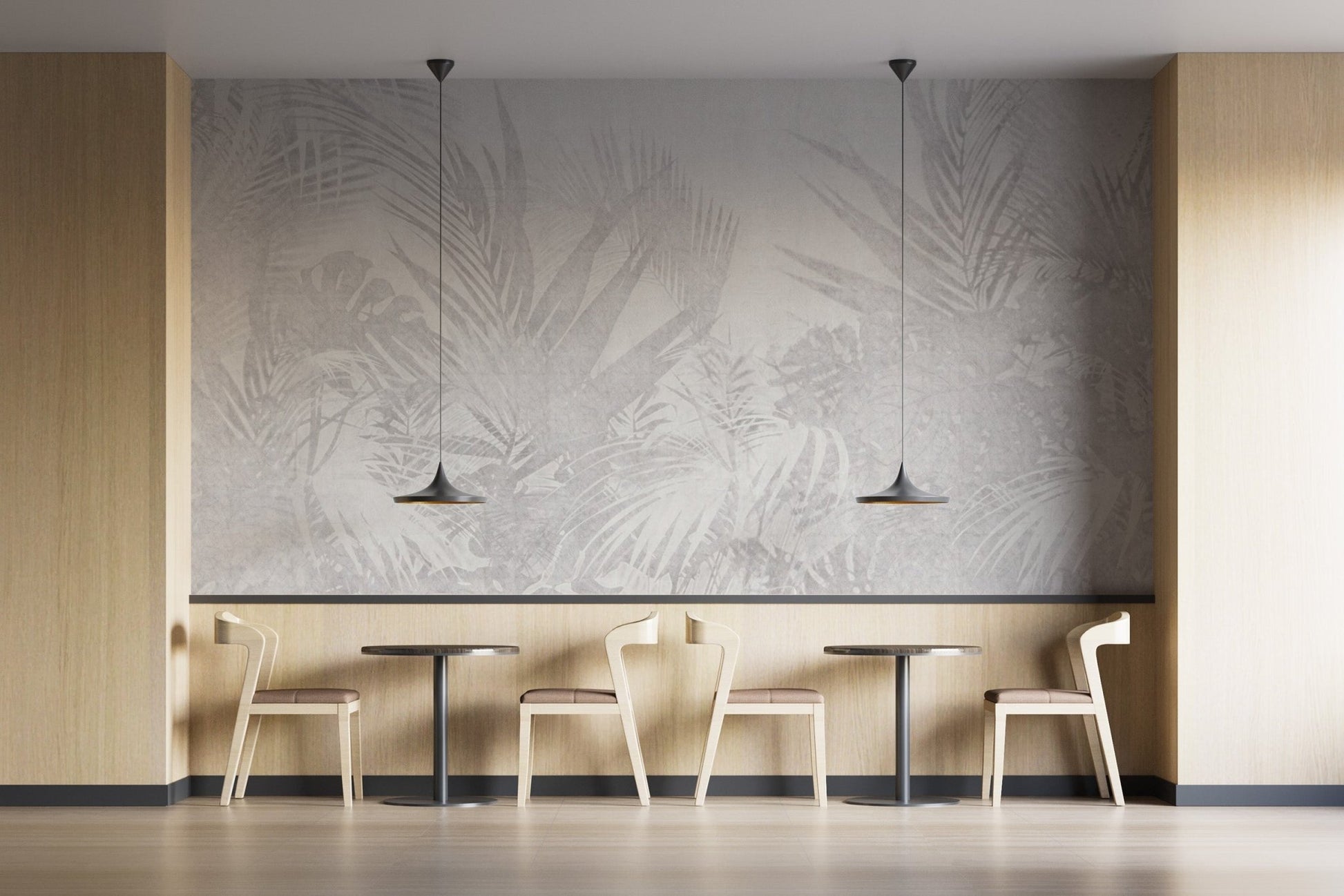 Muted tropical leaves wallpaper print B741
