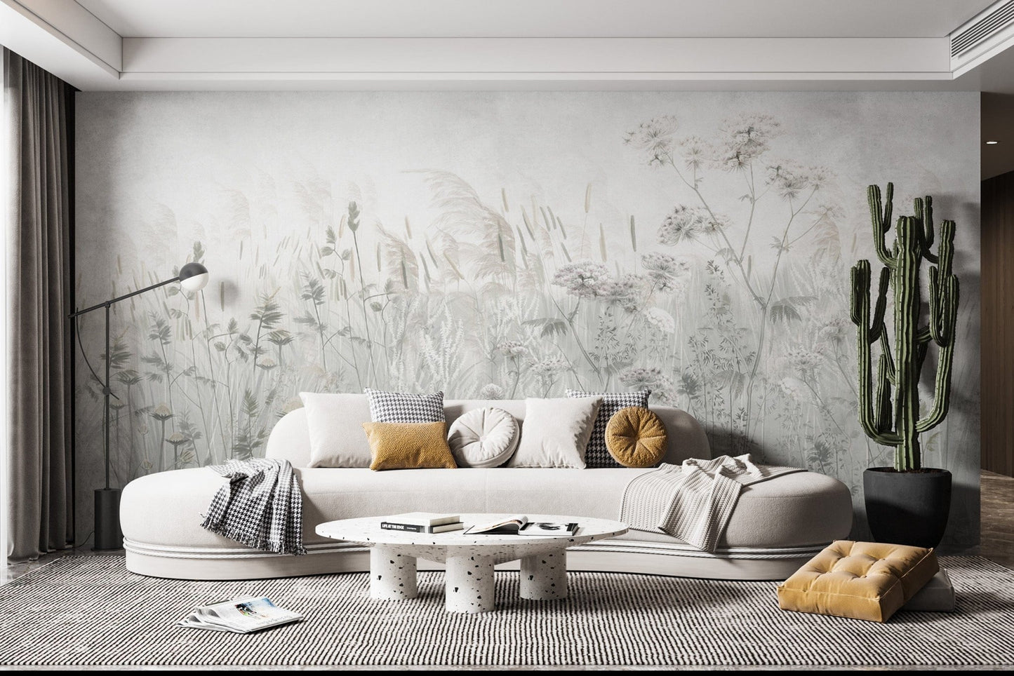 "Nature-inspired wallpaper with wildflowers"
