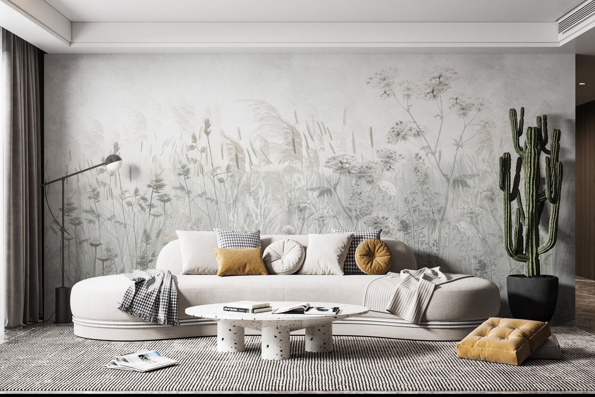 "Nature-inspired wallpaper with wildflowers"
