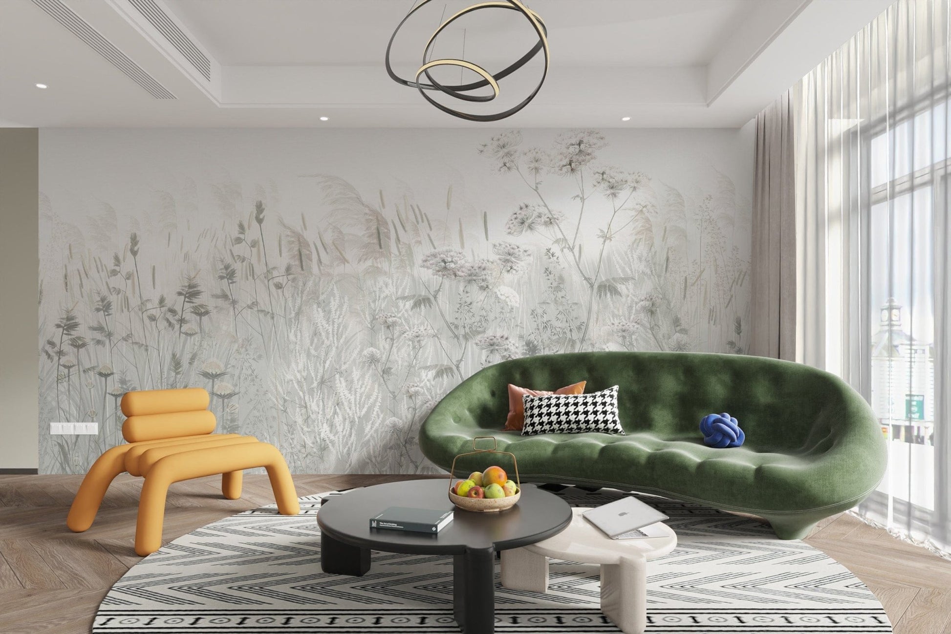 "Light floral wallpaper featuring botanicals"
