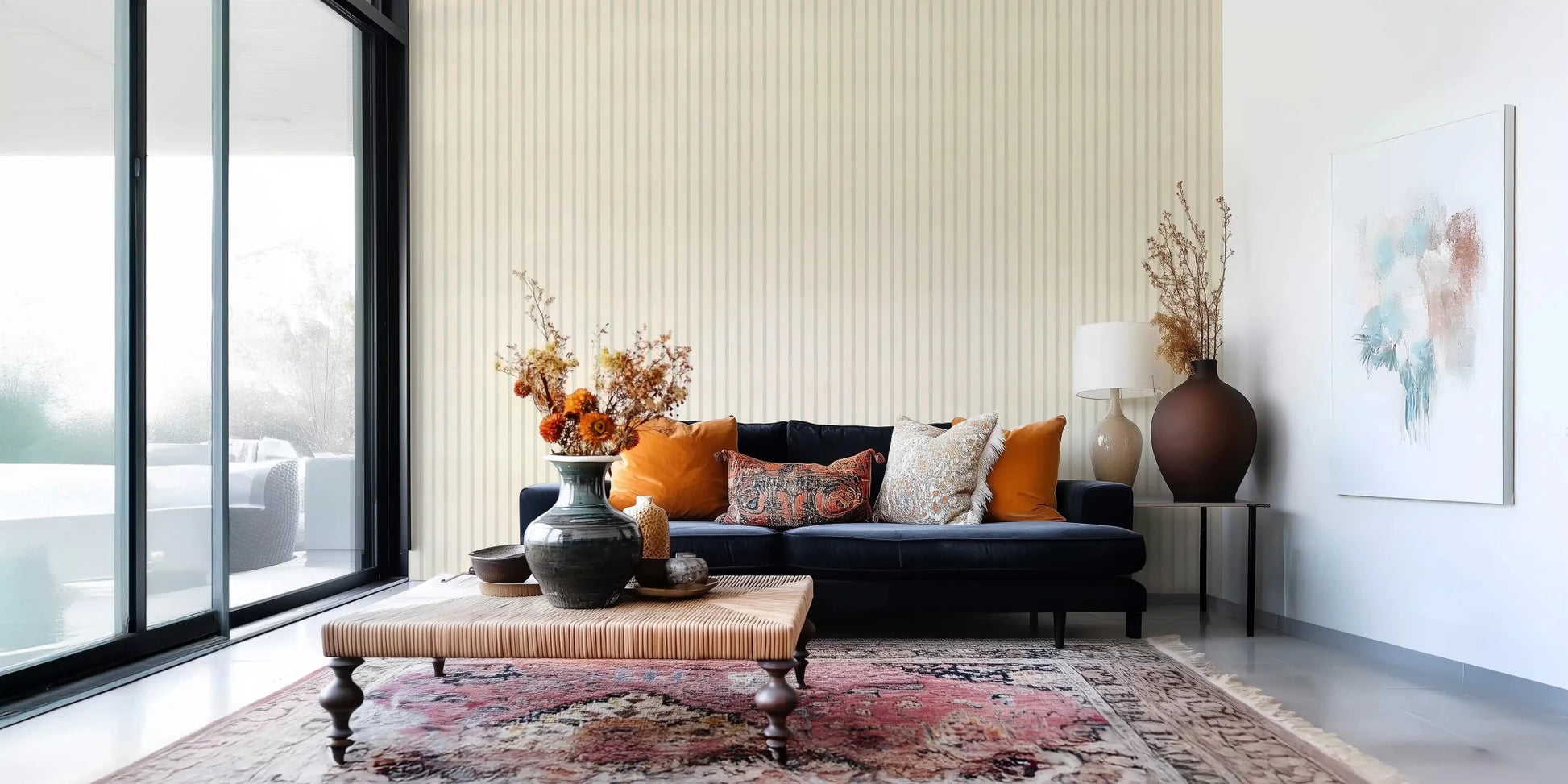 Beige muted wallpaper with Soft Candy Stripes gentle lines⁠GD9212