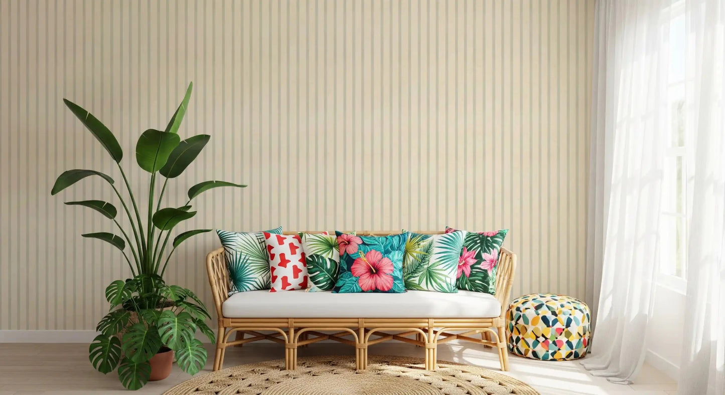 Hallway showing Soft Candy Stripes On Canvas Muted Wallpaper⁠GD9212