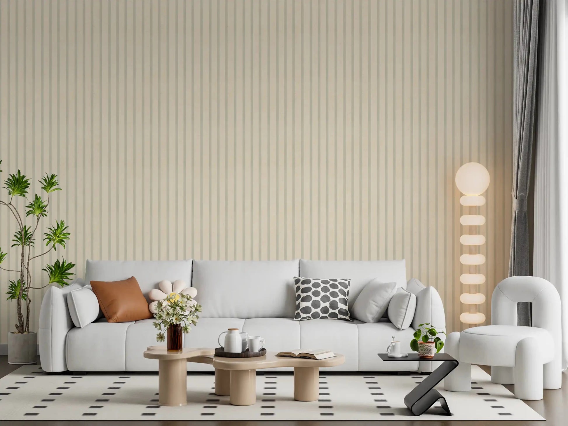 Office room with Soft Candy Stripes Muted Wallpaper textureGD9212