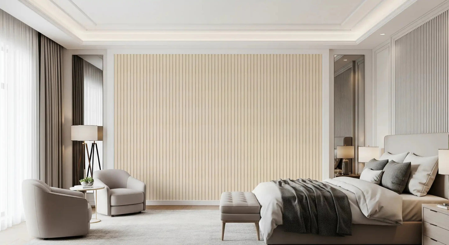 Soft Candy Stripes Vintage Wallpaper in soft cream shades⁠GD9211