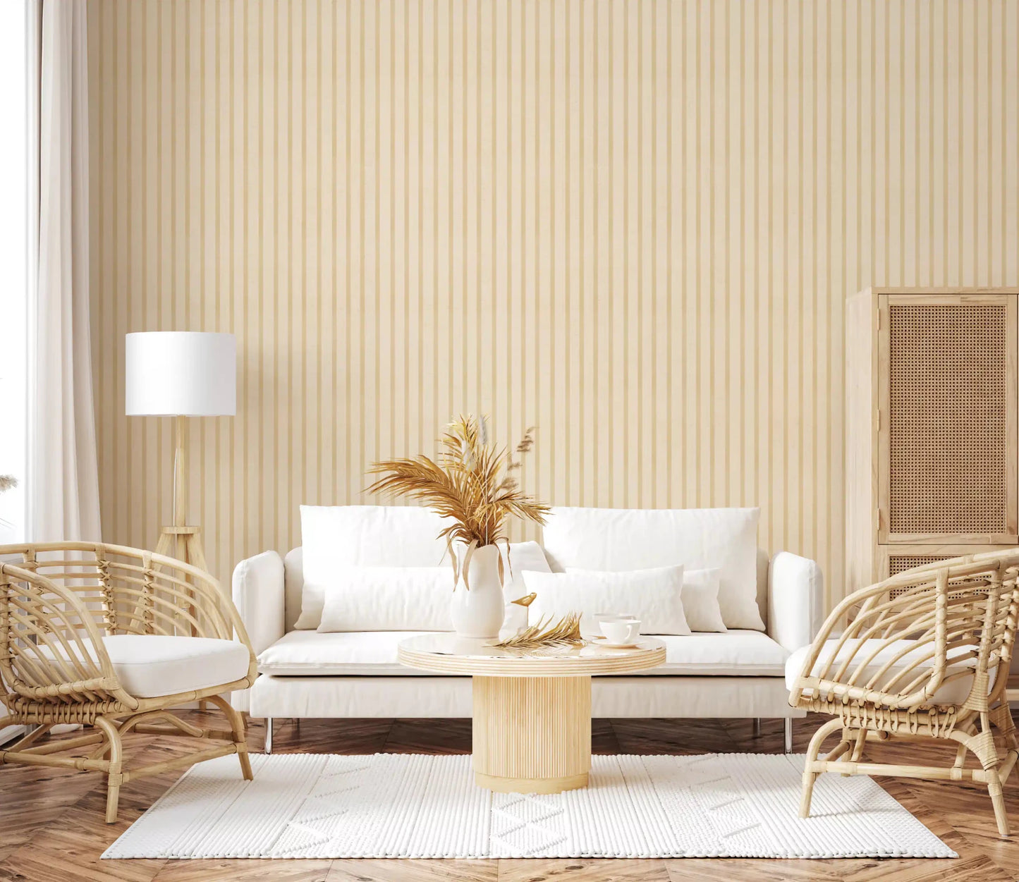 Hallway styled in Soft Candy Stripes On Canvas Wallpaper design⁠GD9210