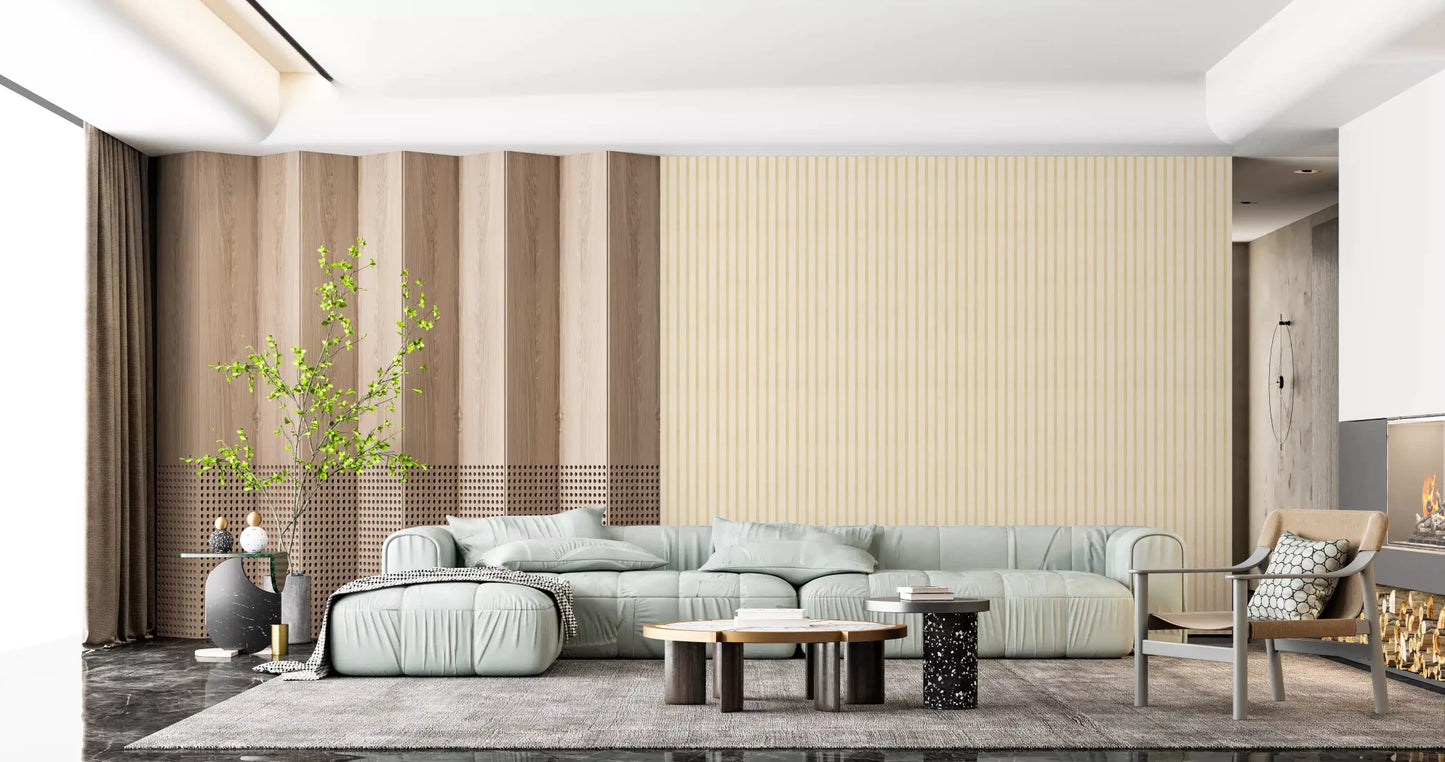 Soft Candy Stripes Canvas Wallpaper in cream and tan shades⁠GD9210