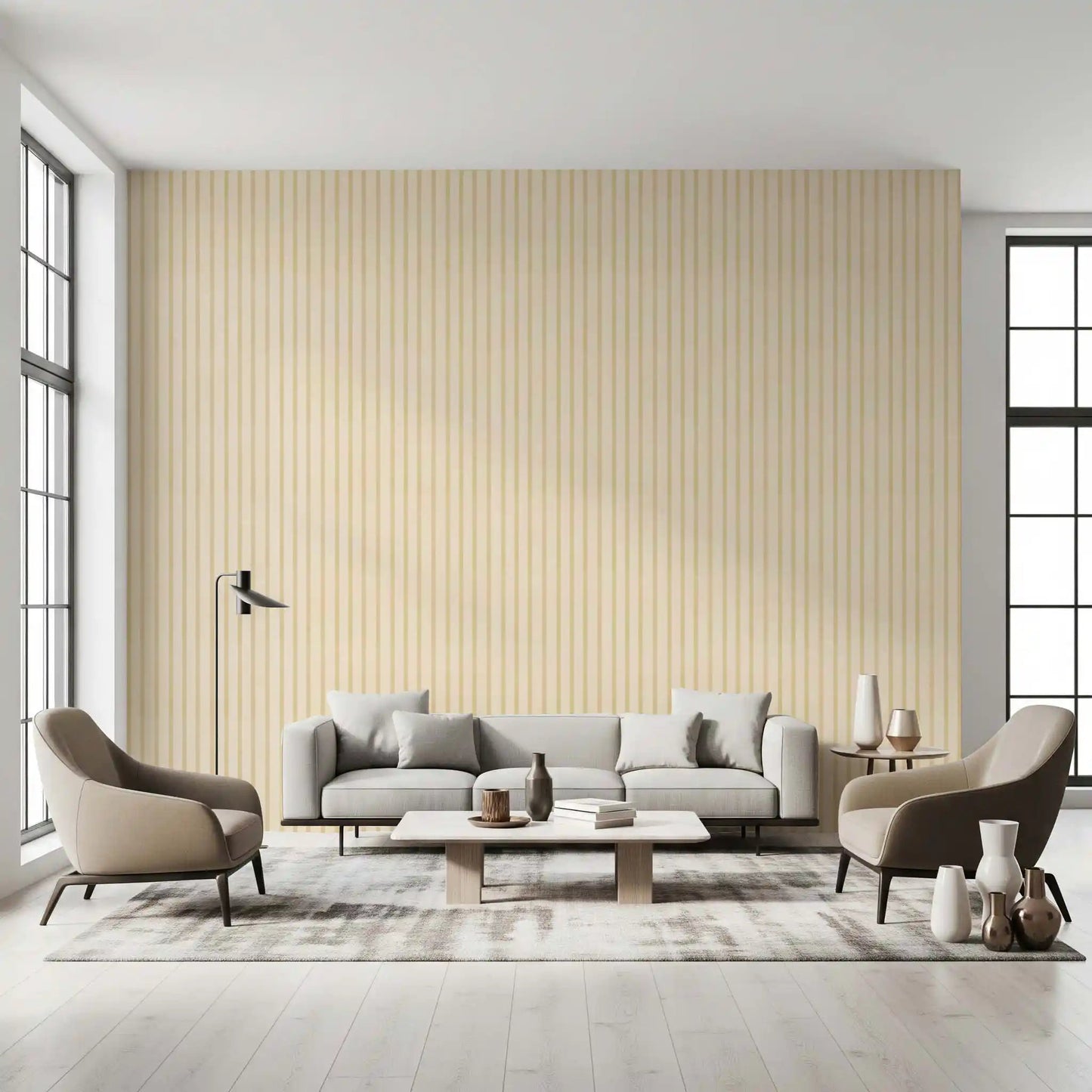 Hallway showing Soft Candy Stripes Canvas Wallpaper with warm base⁠GD9210
