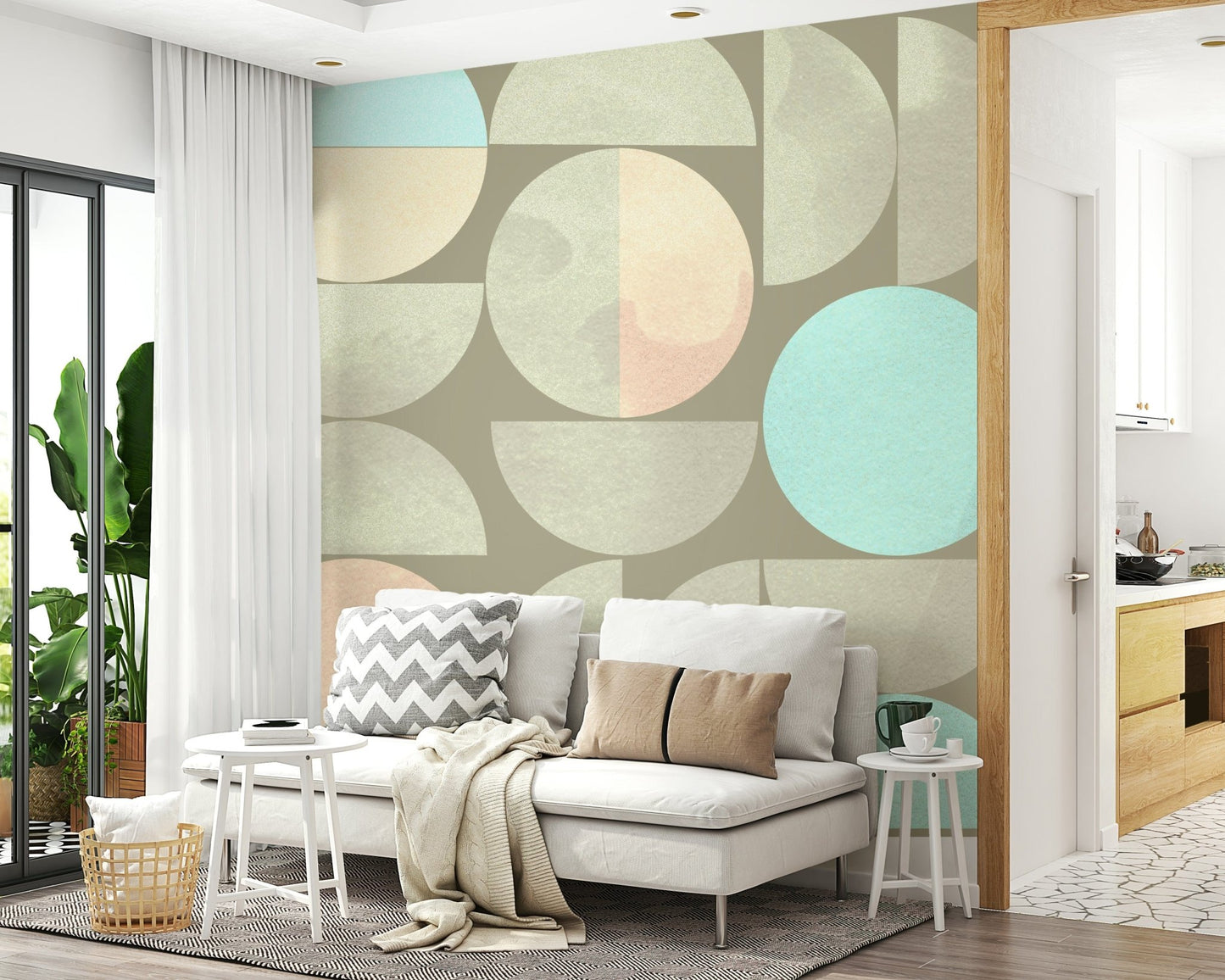 Soft Circle Symphony wall mural geometric pastel tones
