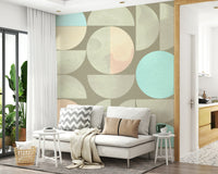 Soft Circle Symphony wall mural geometric pastel tones