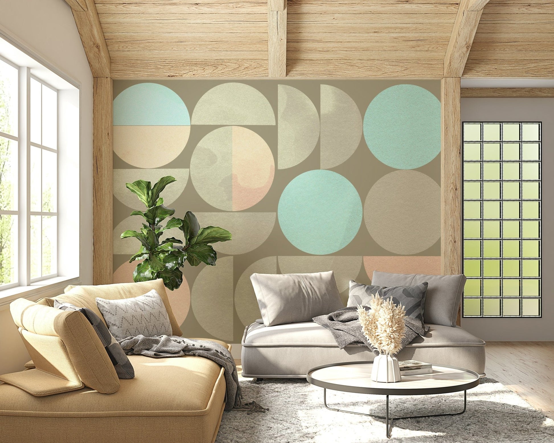 Soft Circle Symphony wallpaper mural pale abstract shapes