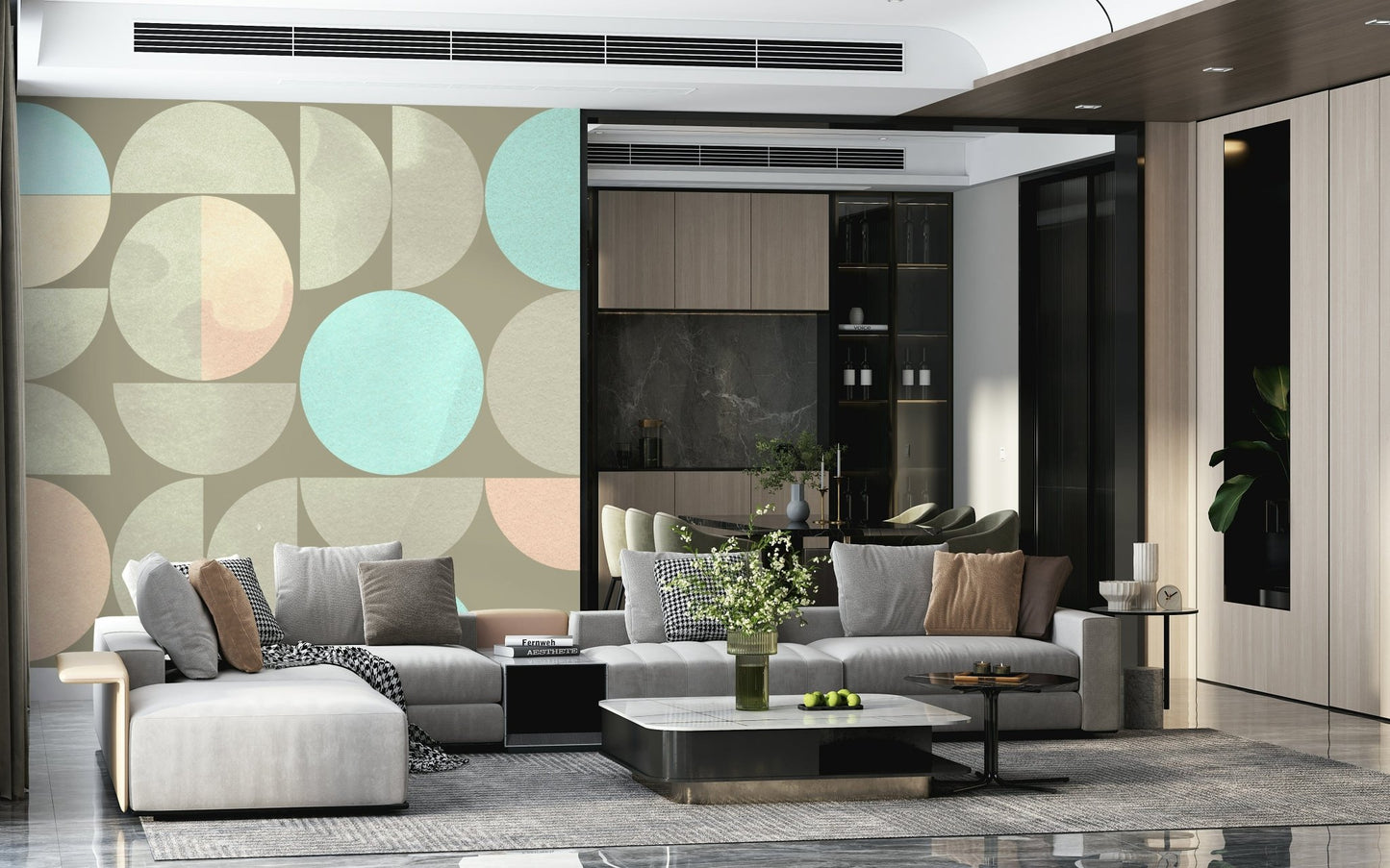 Soft Circle Symphony modern home decor mural subtle