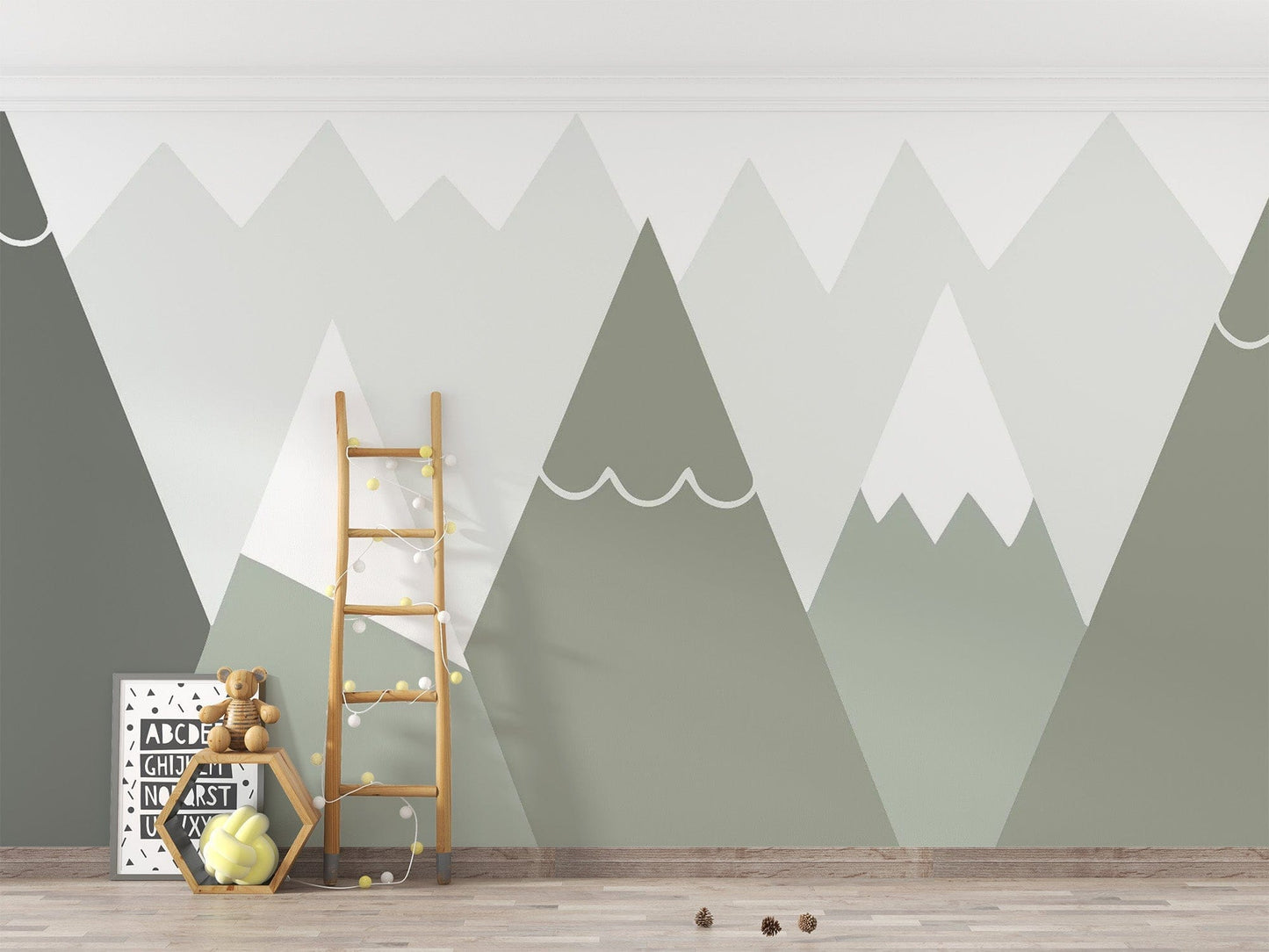 Soft-colored kids mountain design wallpaper mountain-30