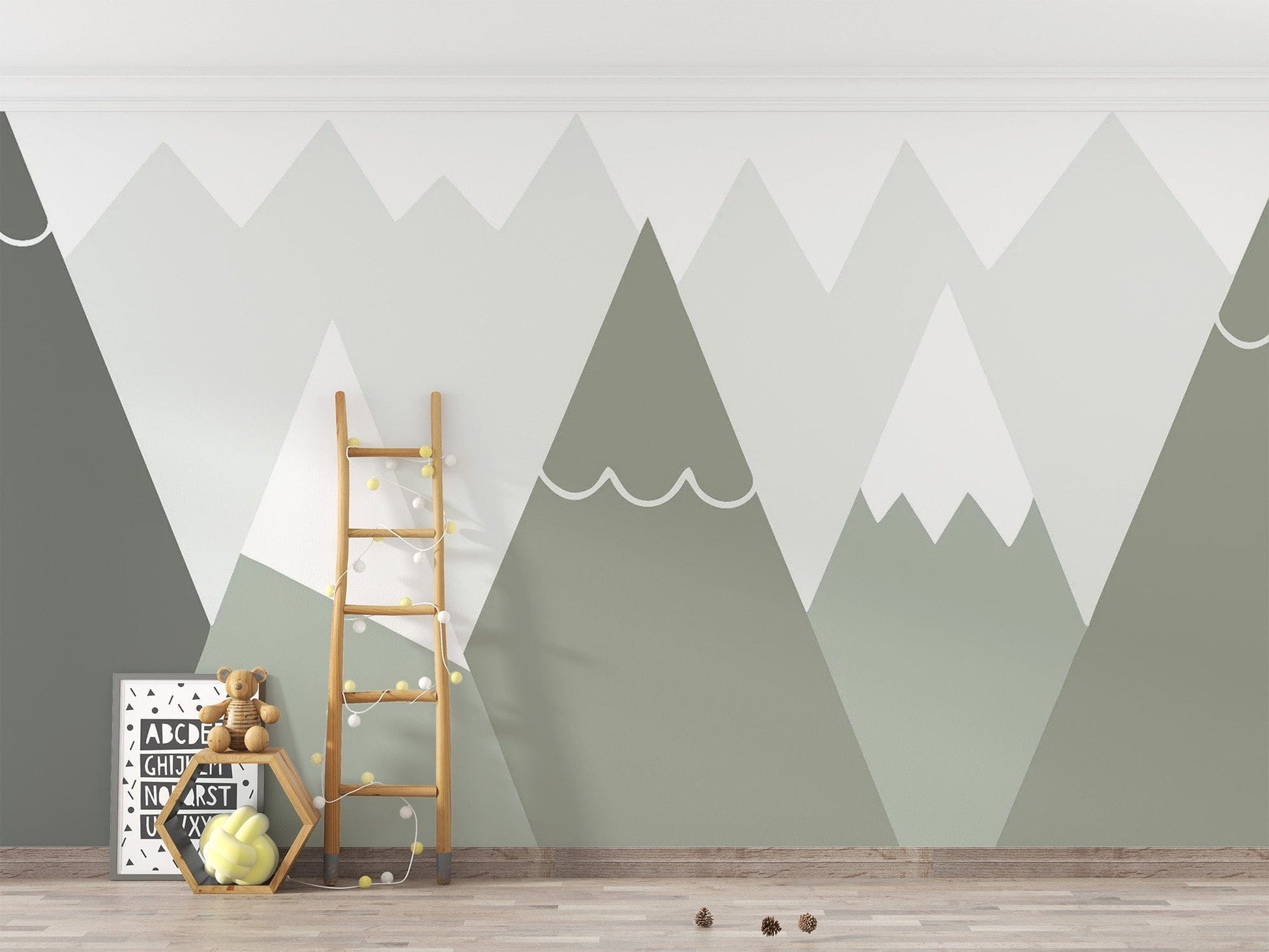 Soft-colored kids mountain design wallpaper mountain-30