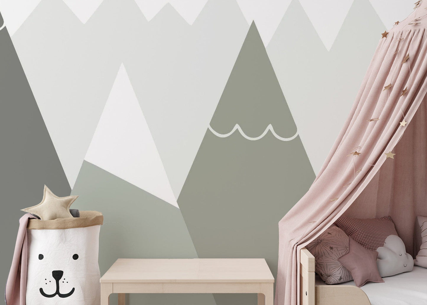 Soft Colored Kids Room Mountain Design Wallpaper - Giffywalls mountain-30