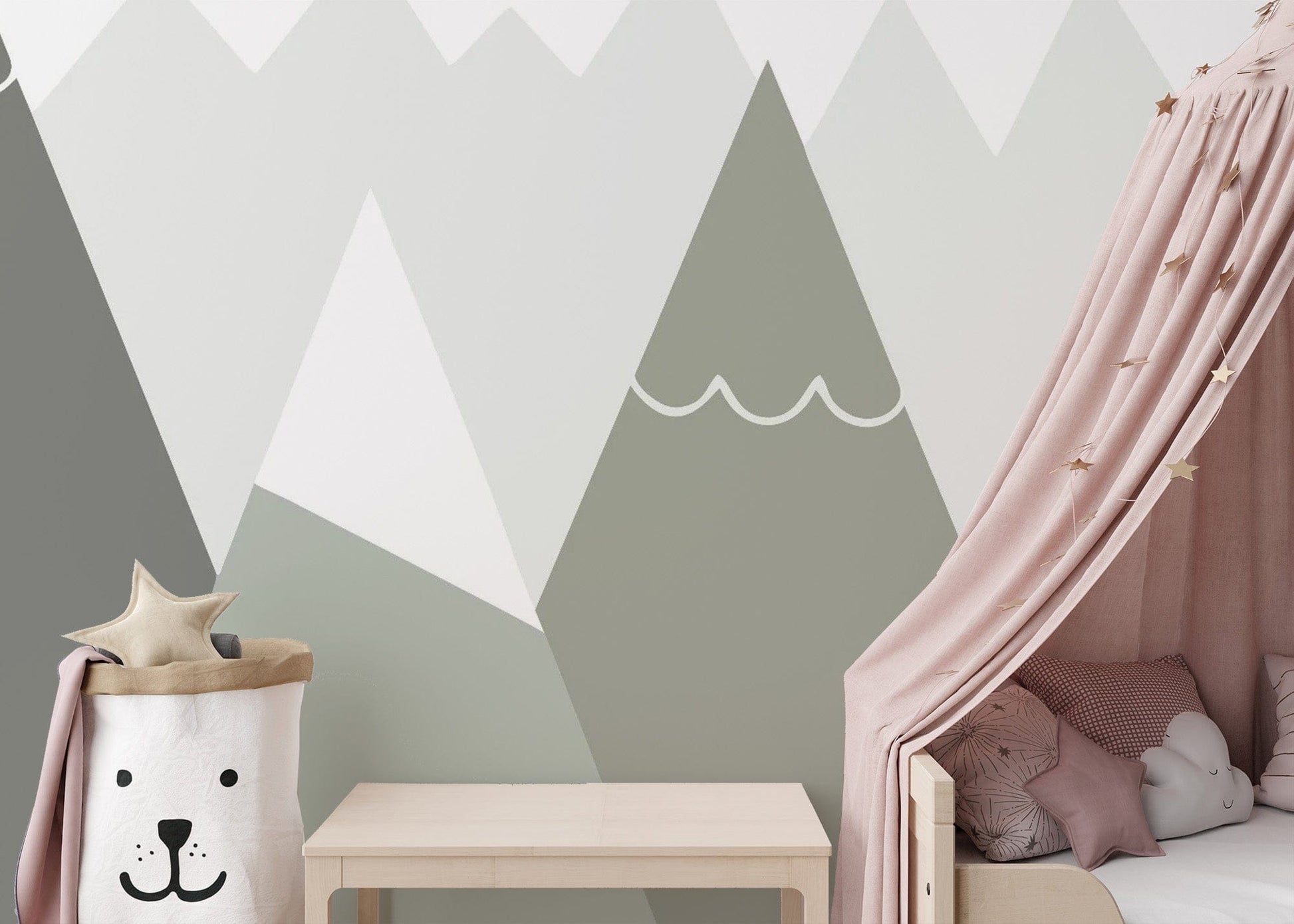 Soft Colored Kids Room Mountain Design Wallpaper - Giffywalls mountain-30