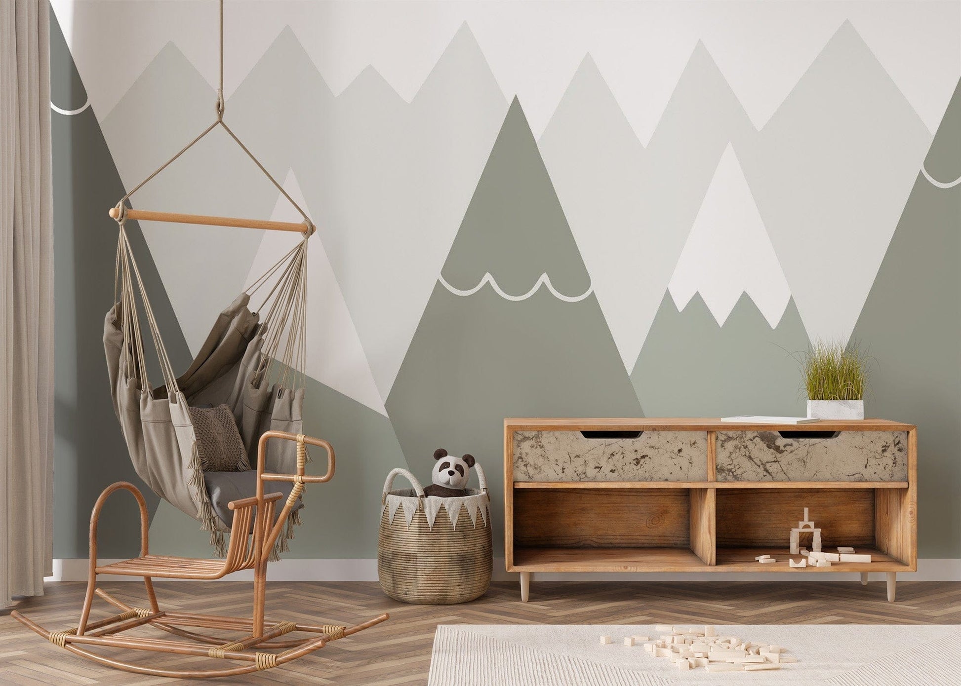 Soft Colored Kids Room Mountain Design Wallpaper - Giffywalls mountain-30