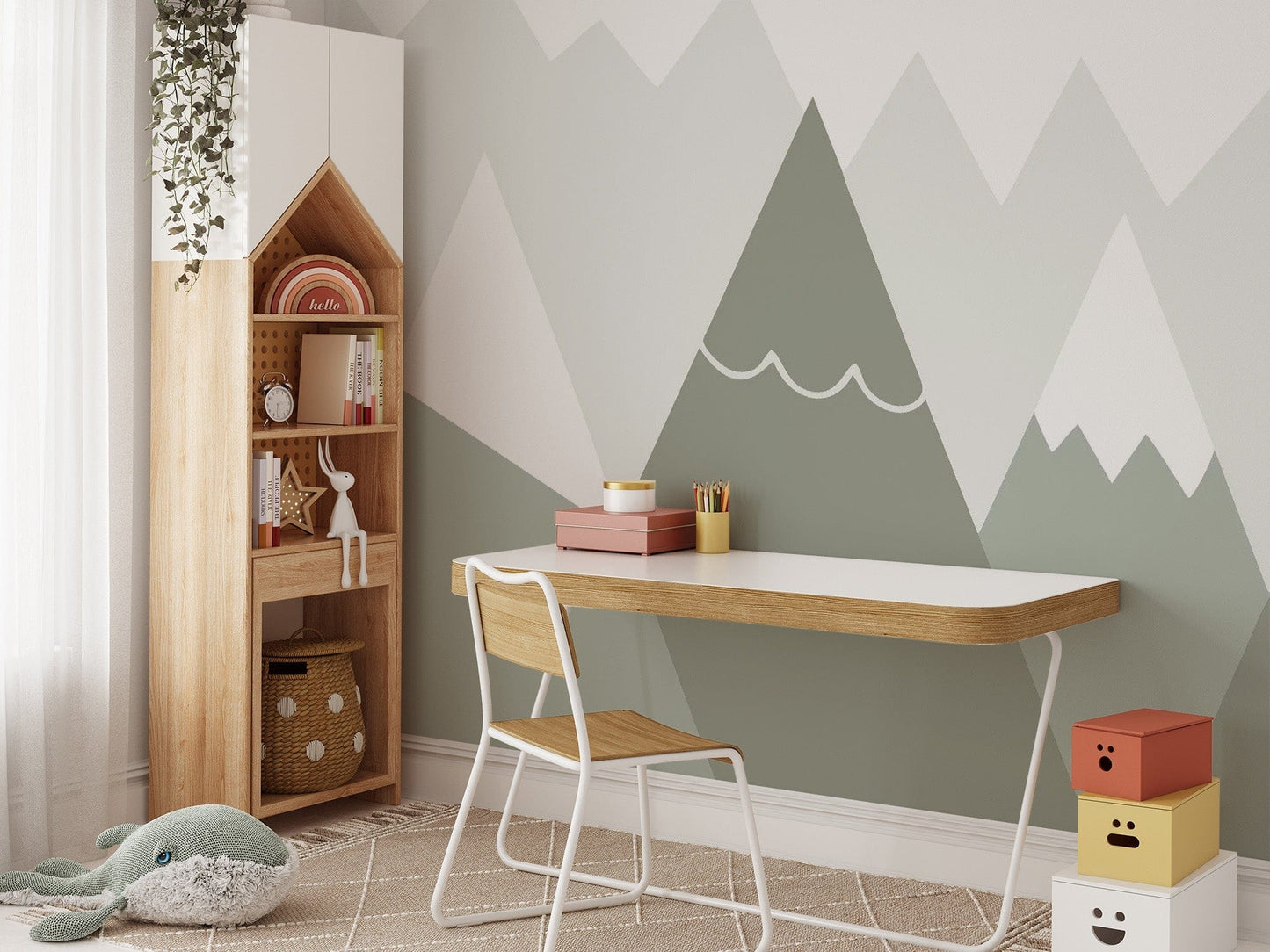 Soft Colored Kids Room Mountain Design Wallpaper - Giffywalls mountain-30