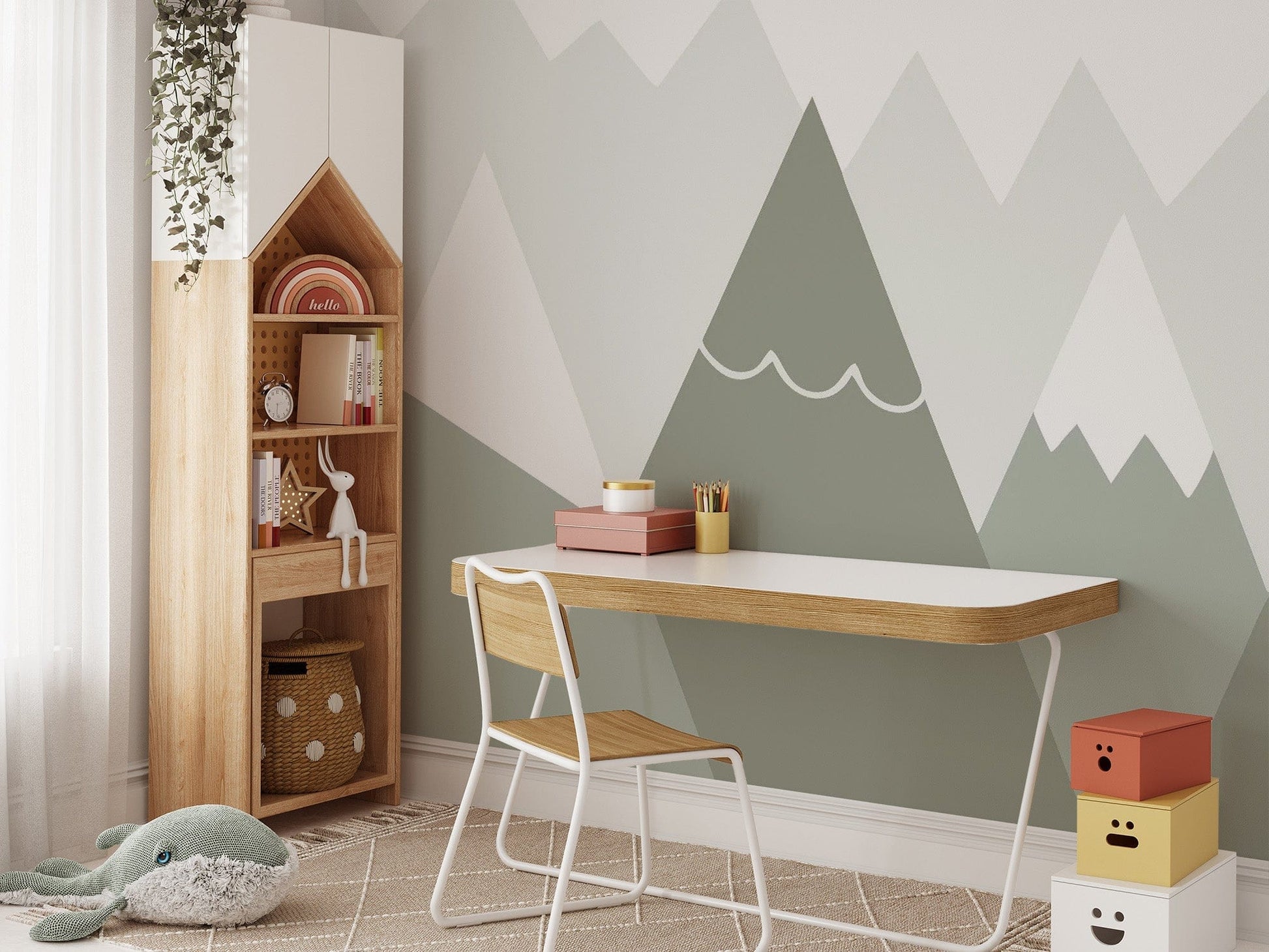 Soft Colored Kids Room Mountain Design Wallpaper - Giffywalls mountain-30