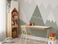 Soft Colored Kids Room Mountain Design Wallpaper - Giffywalls mountain-30