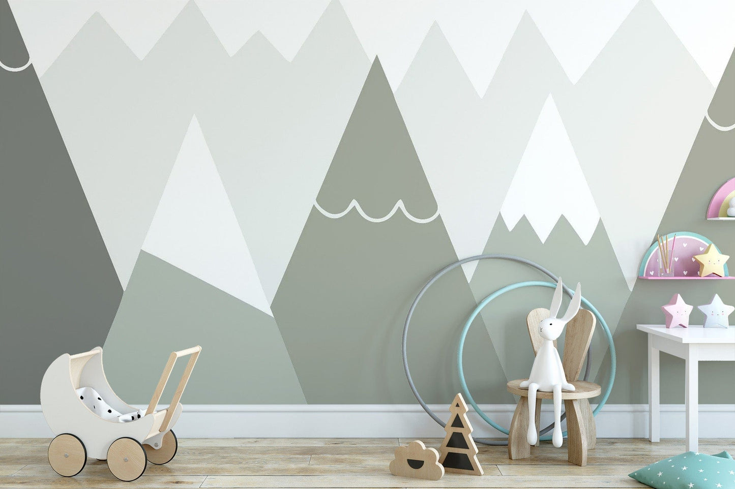 Kids room wallpaper with soft mountain design mountain-30