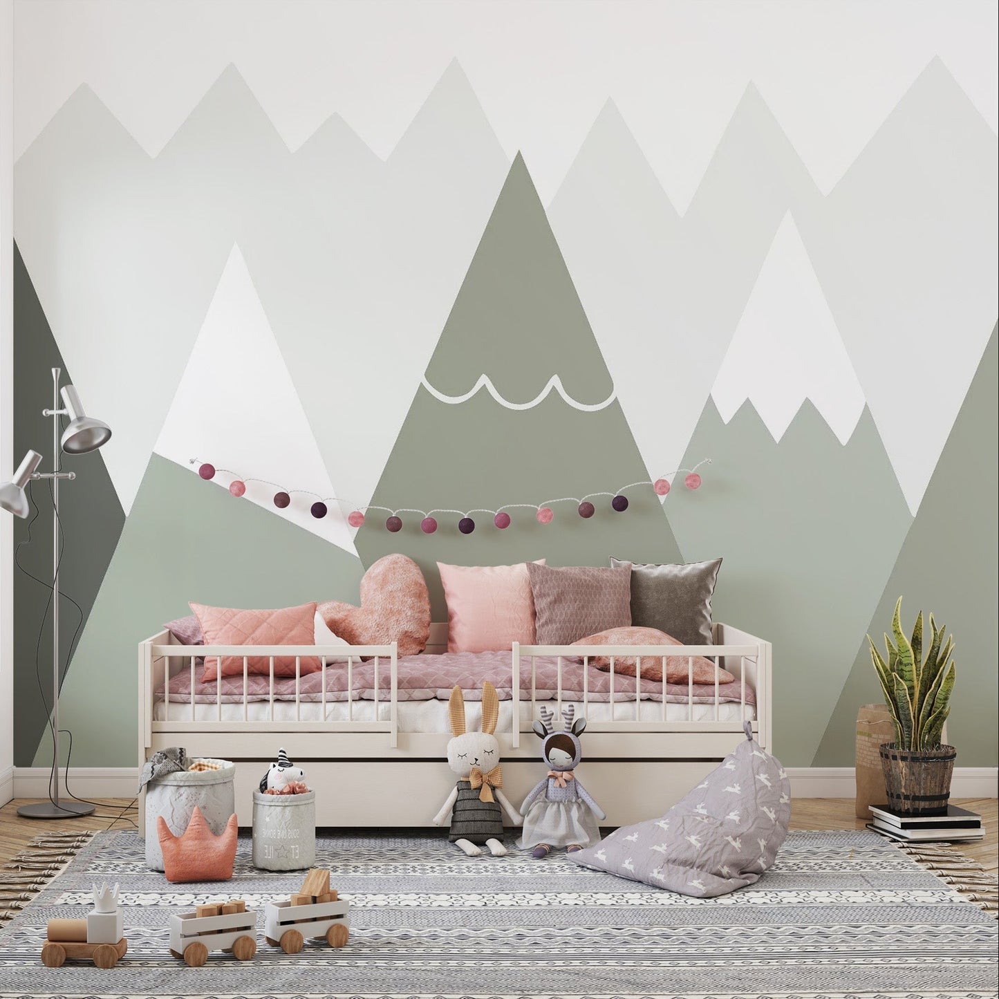 Soft tones mountain wallpaper for kids room mountain-30