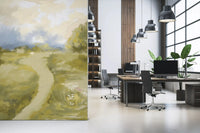 Dark green bushes sit along the horizon line in Soft Countryside Painting wall mural.GD9606