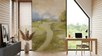 Study room lifts with painted meadow light on Soft Countryside wall mural.GD9606