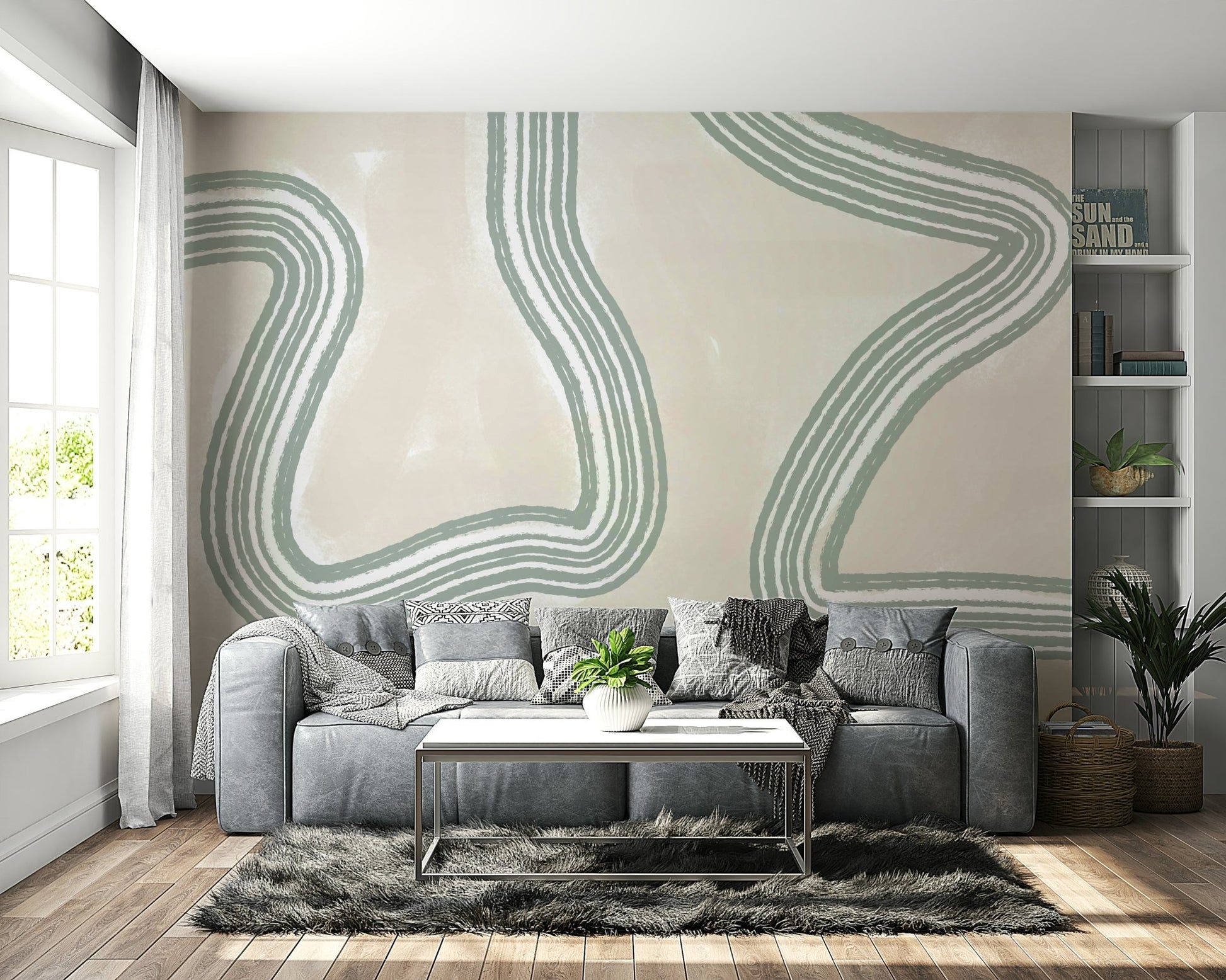 A contemplative subtle pattern wallpaper mural for a feature wall.

