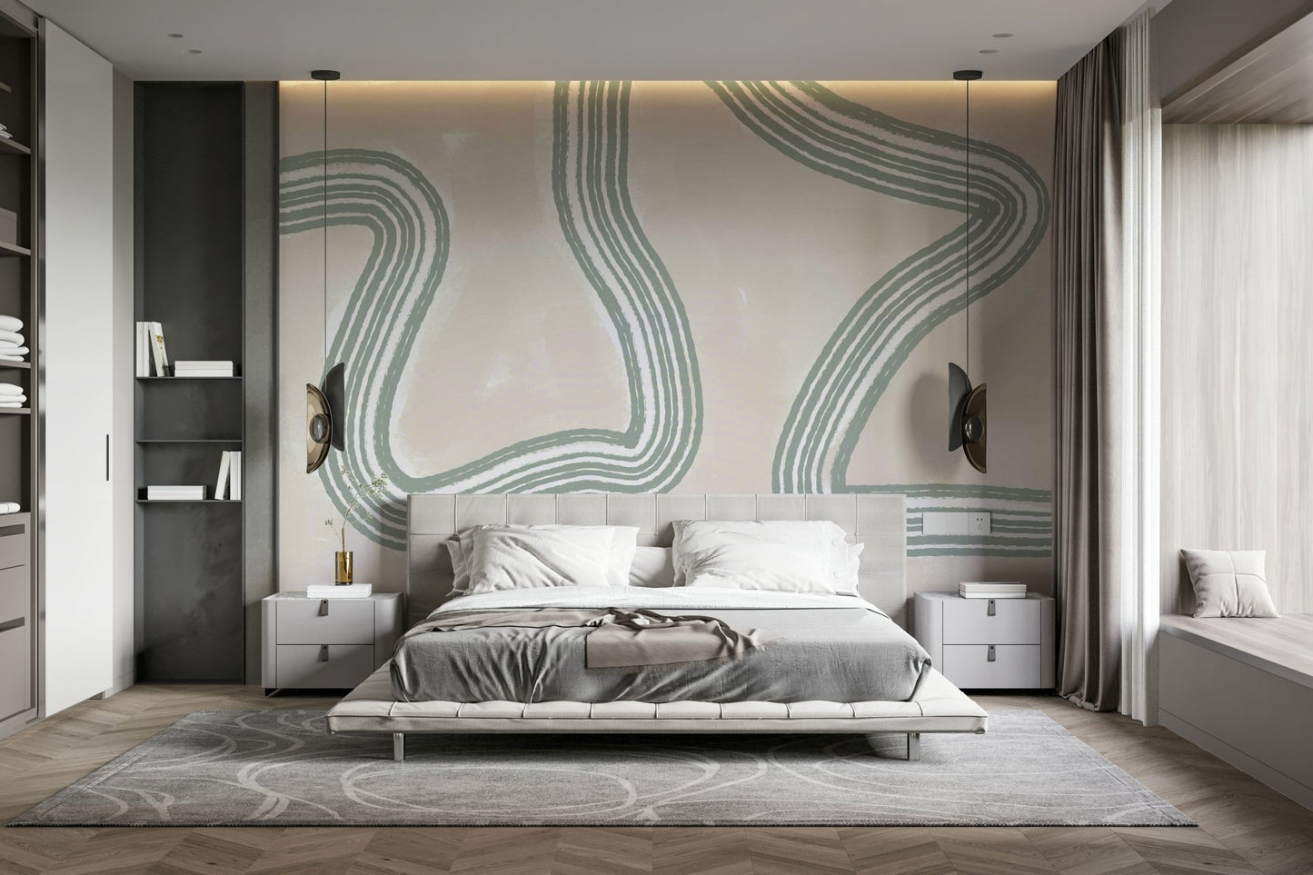A serene flowing design wall mural for your decor.

