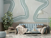A beautiful modern art wall mural of soft shapes.

