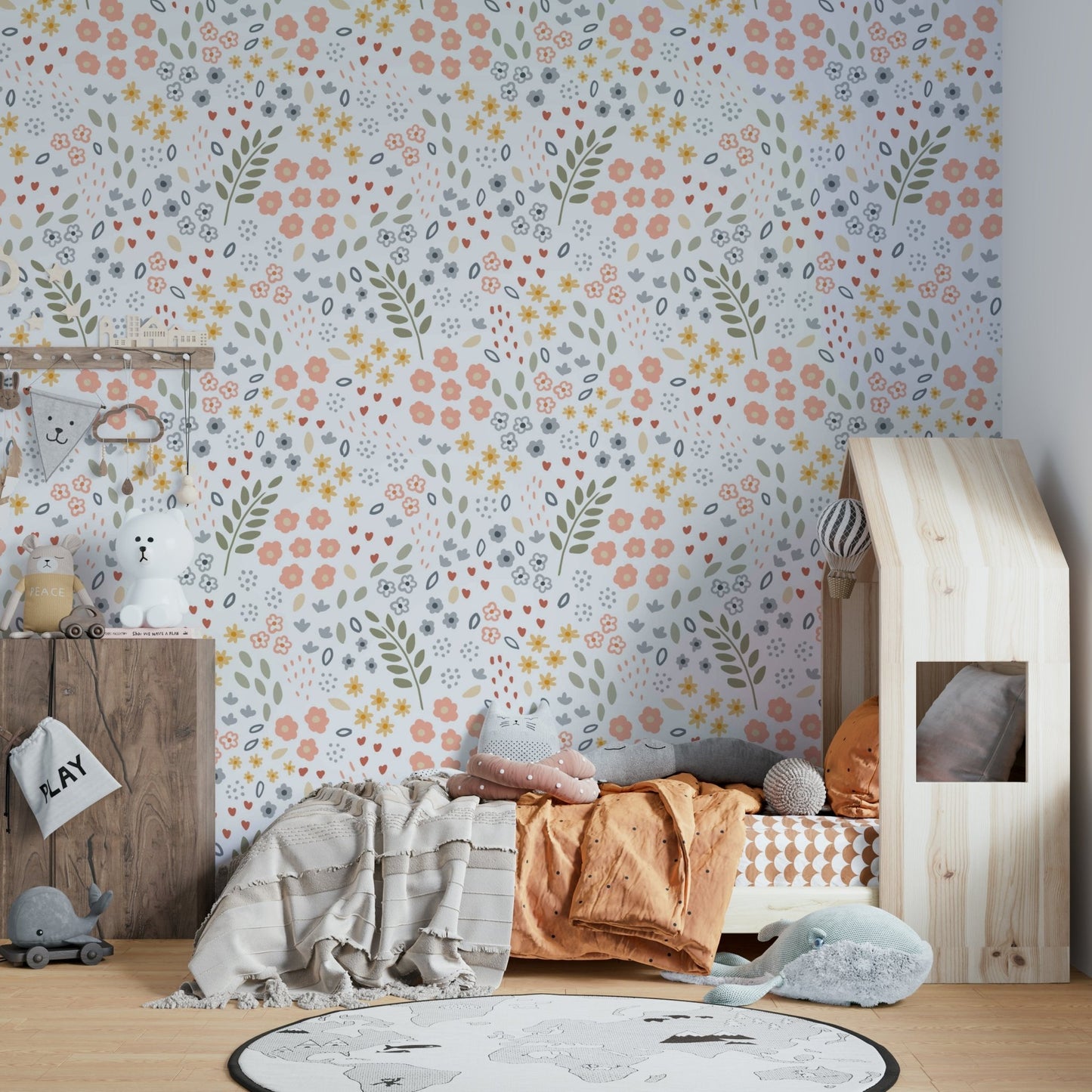 Subtle pastel floral wallpaper for modern rooms, GD1811