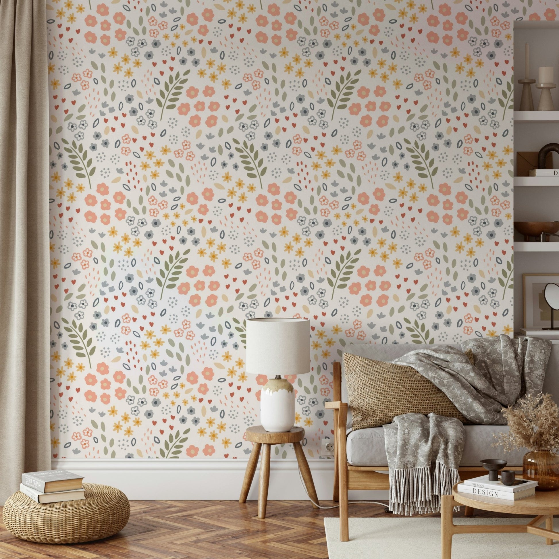 Serene pastel floral wallpaper for a calm atmosphere, GD1811