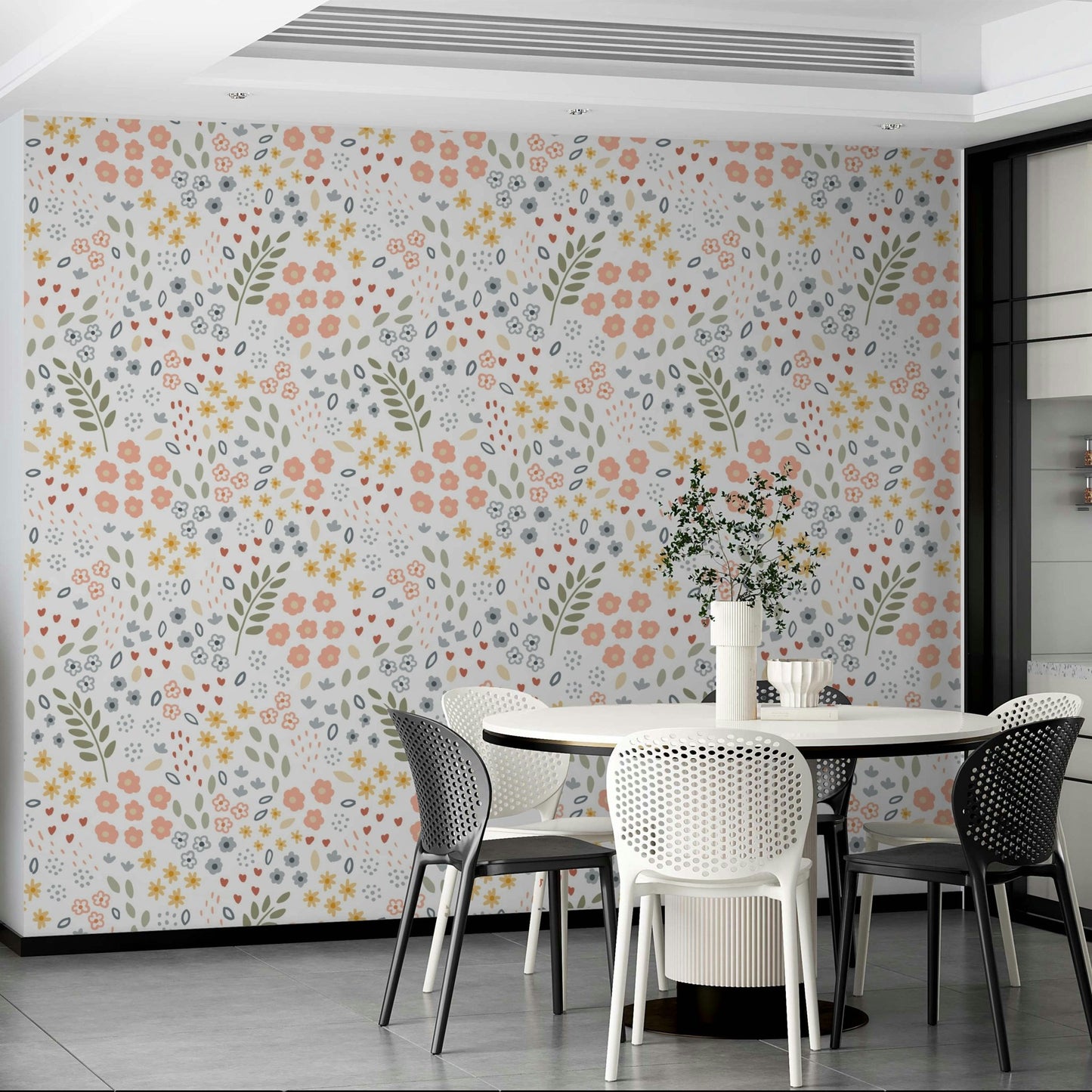 Elegant floral wallpaper with soft pastel blooms, GD1811