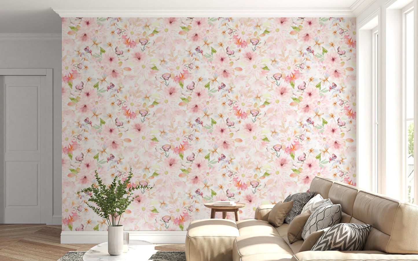 Subtle floral wallpaper with pastel shades