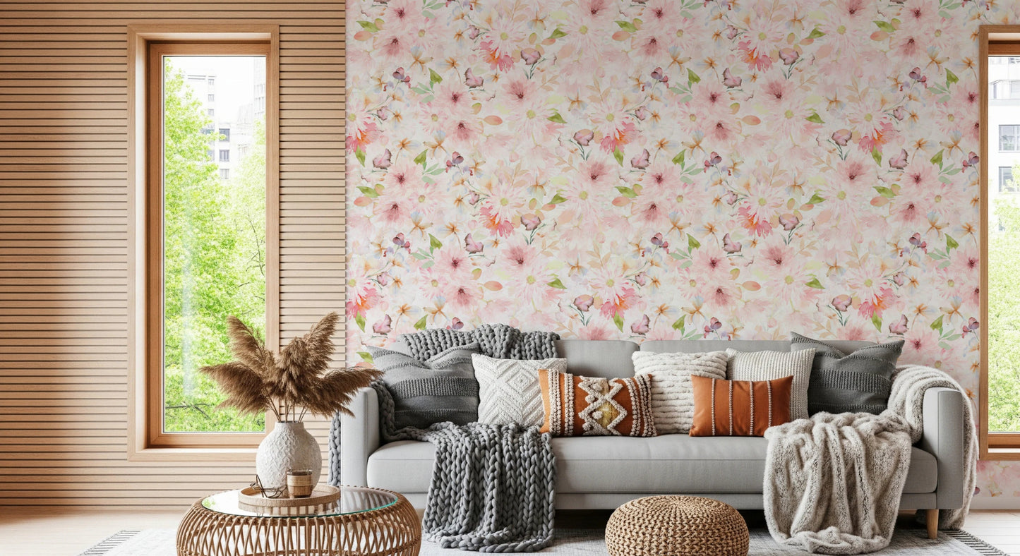 Artistic floral wallpaper for home décor